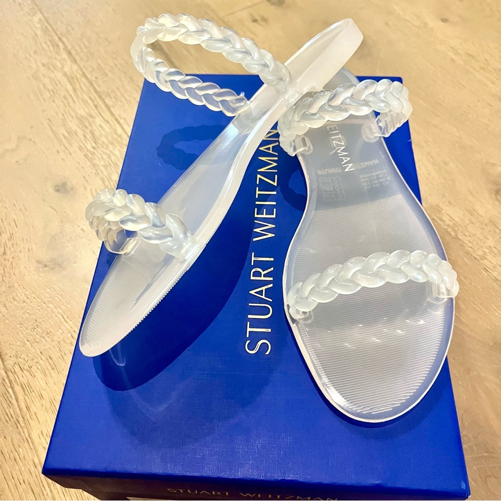 New Stuart Weitzman Braida Sawyer Clear Jelly Sandals size 10